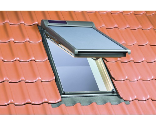 FAKRO AMZ Solar mesh zonnescherm, grafietgrijs, op zonne-energie, 55x78 cm (01)