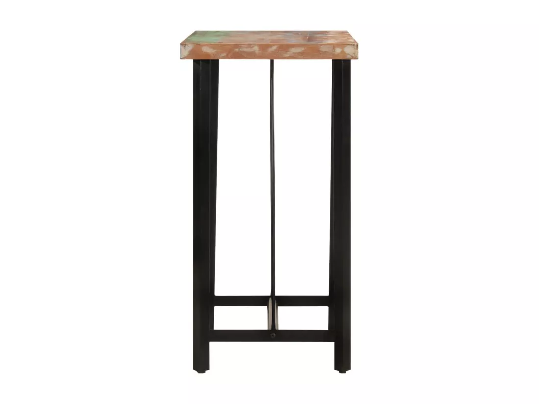 Table de bar 55x55x107 cm bois massif de récupération et fer