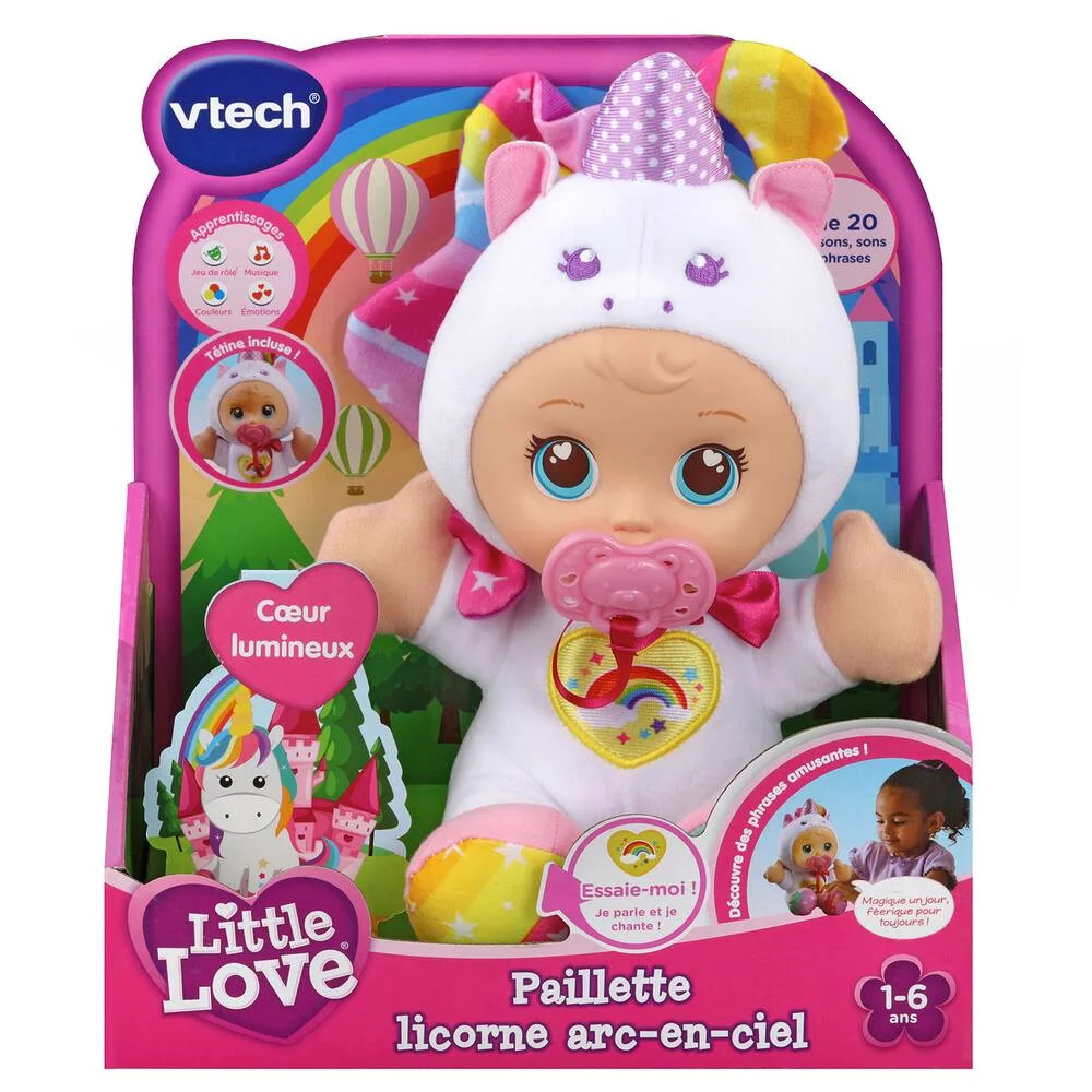 LITTLE LOVE - POUPON PAILLETTE LICORNE ARC-EN-CIEL 30 CM