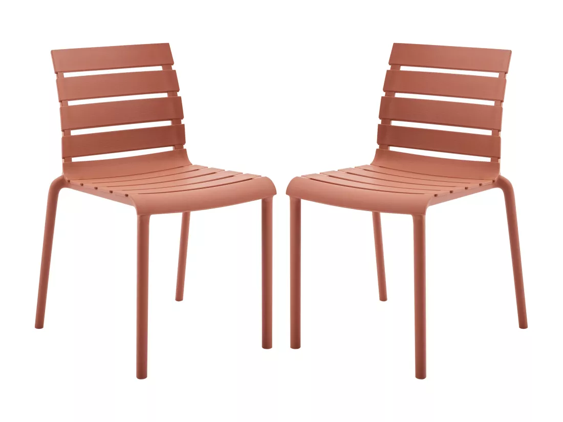 Lot de 2 chaises de jardin empilables en polypropylène - Terracotta - PANDJI de MYLIA