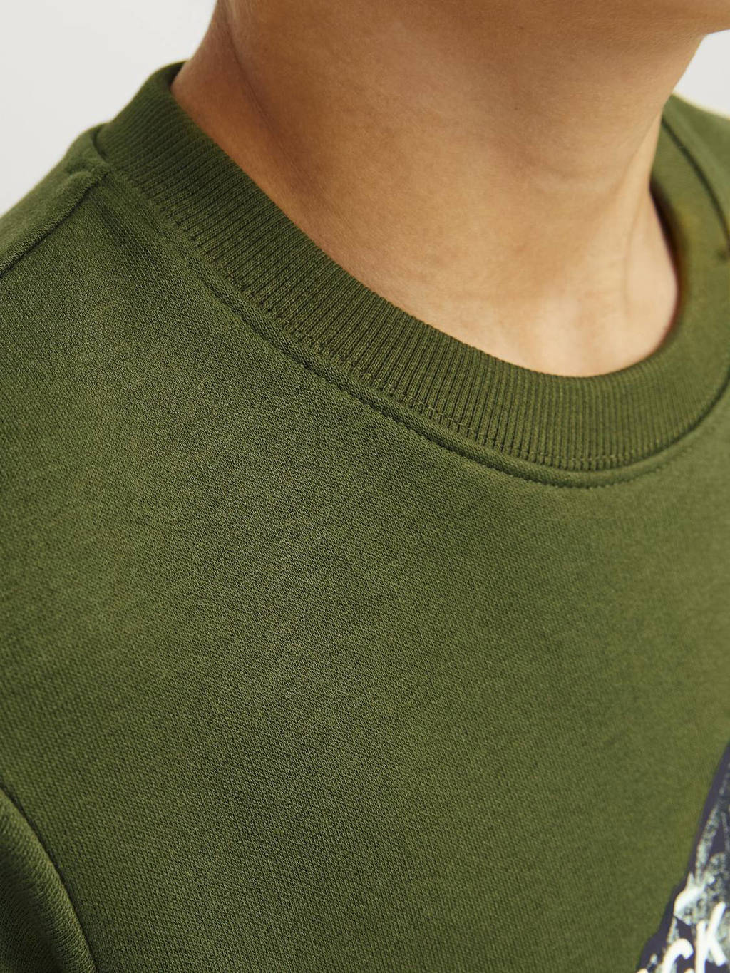 JACK & JONES sweater JCOMOUNTAIN met printopdruk mosgroen