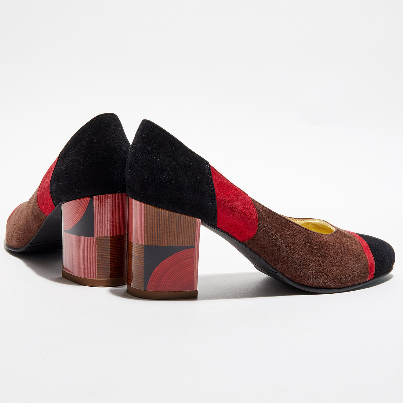 Azurée Cannes Escarpins Radori marron/rouge/noir - Talon 6 cm