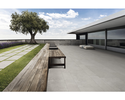 FLAIRSTONE porseleinen terrastegel Luna Silver gerectificeerde rand 100 x 50 x 2 cm