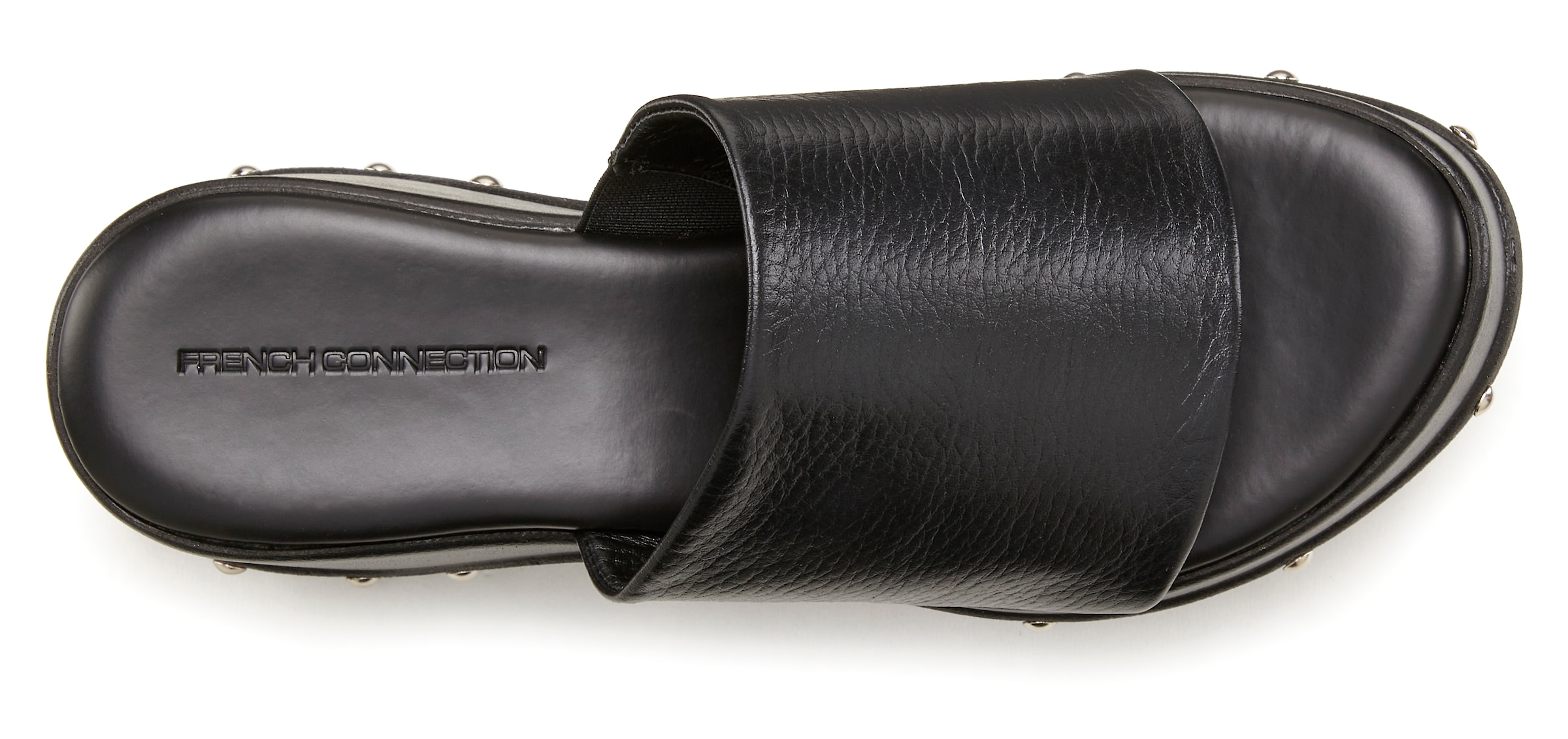 French Connection Pantolette  Mule, Sandale, offener Schuh aus Leder mit modischer Plateausohle
