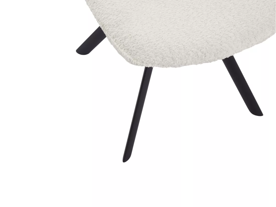 Lot de 6 chaises en tissu bouclette et métal noir - Blanc - DORNELA