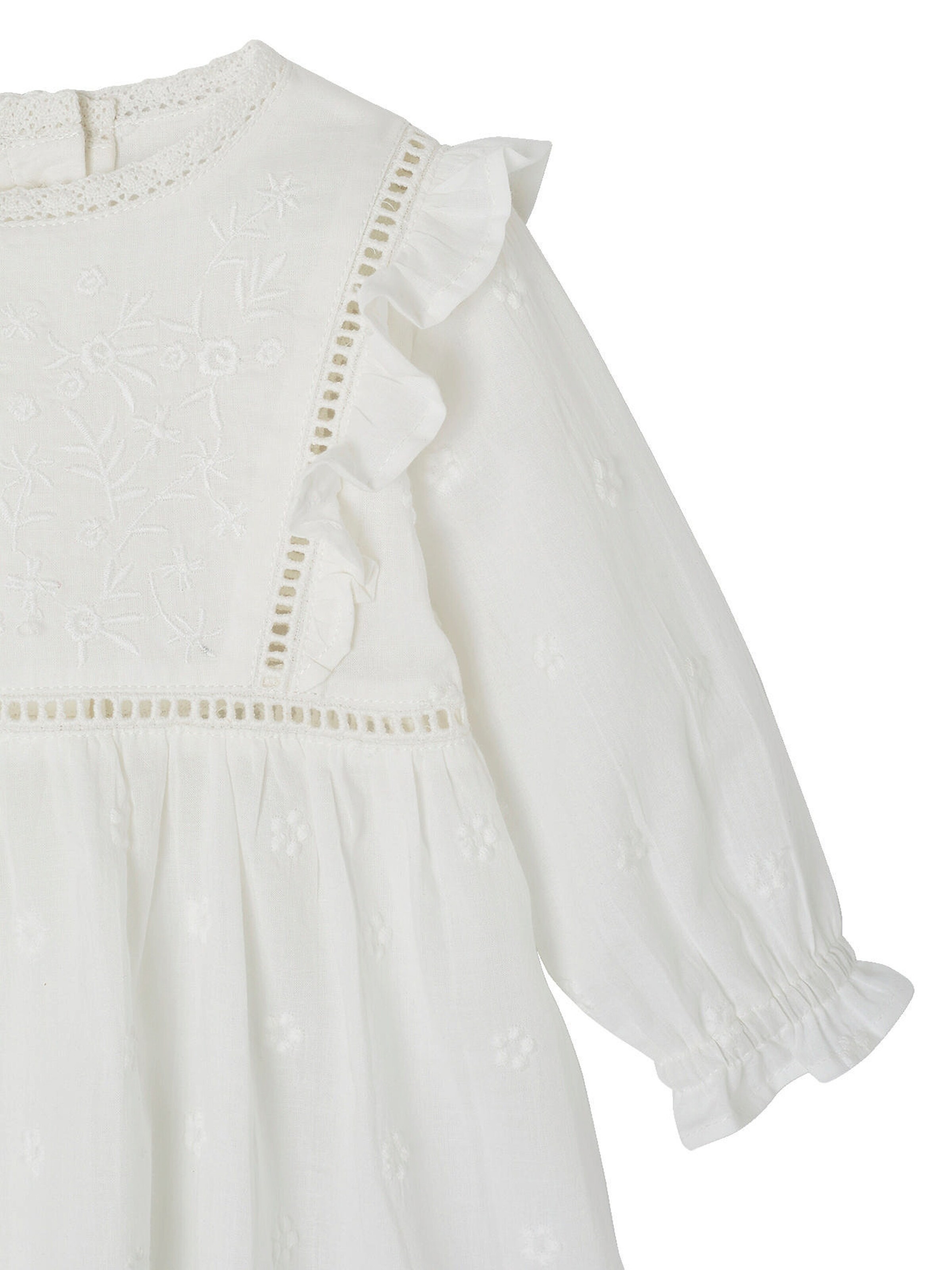 Vertbaudet Festliches Baby-Set: Kleid, Spielhose & Mütze weiß