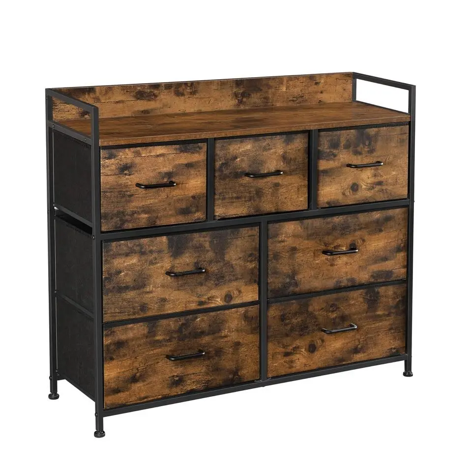 Furnihaus Commode kast 7 stoffen laden met handgrepen metalen frame industrieel