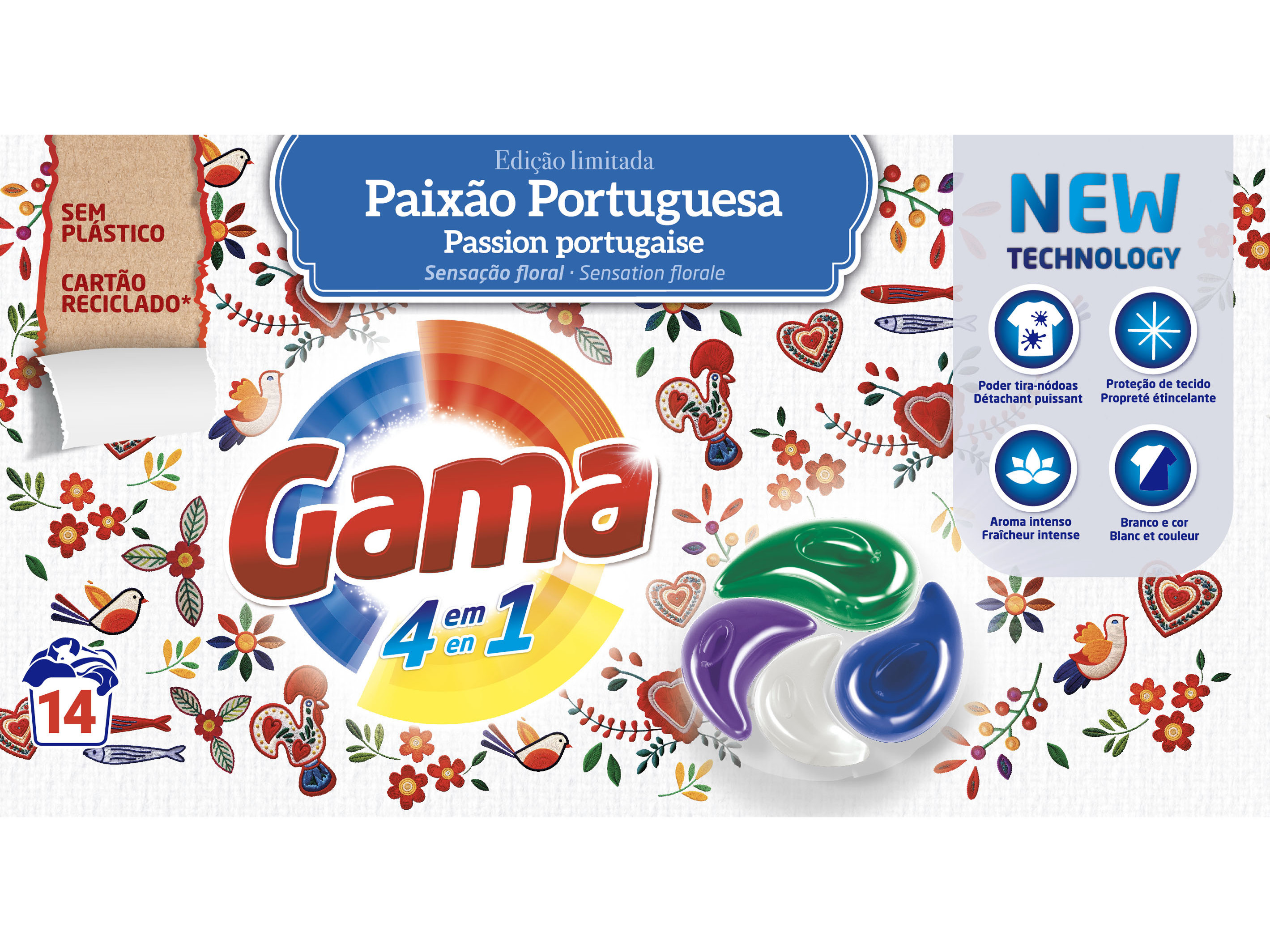 DETERGENTE ROUPA MÁQUINA CÁPSULAS GAMA PAIXÃO PORTUGUESA 14D