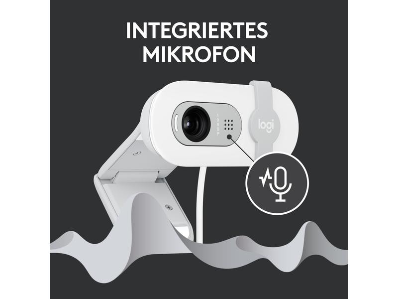 Logitech Brio 100 Weiss Full HD-Webcam mit integrierter Abdeckblende