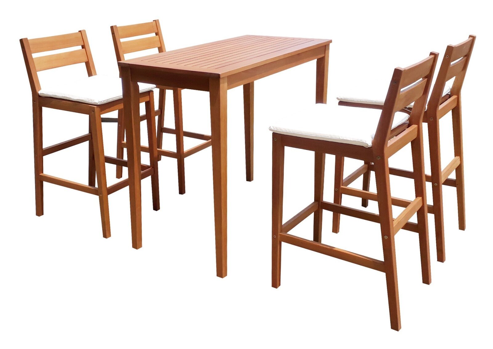 Barset MAINE - braun - Eukalyptus massiv - mit Sitzkissen