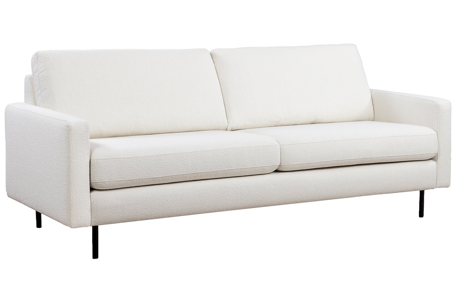 Pixel 2-seter (C1) Tekstil Neve 02 offwhite, arm A10, Ben W31 sortlakkert og høy front. Komfort 1