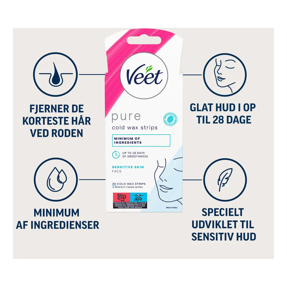 Veet Essential Inspirations Wax Strips Til Ansigt - 20 stk.