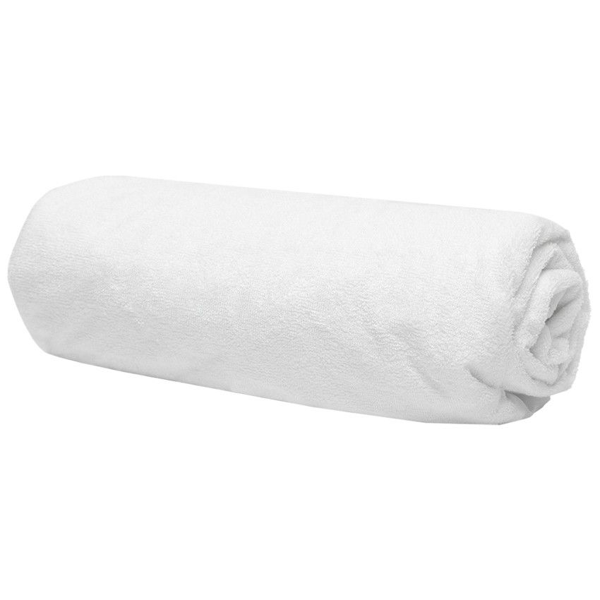 Alèse protège matelas en éponge bouclette en viscose de bambou 60x120 cm - Blanc