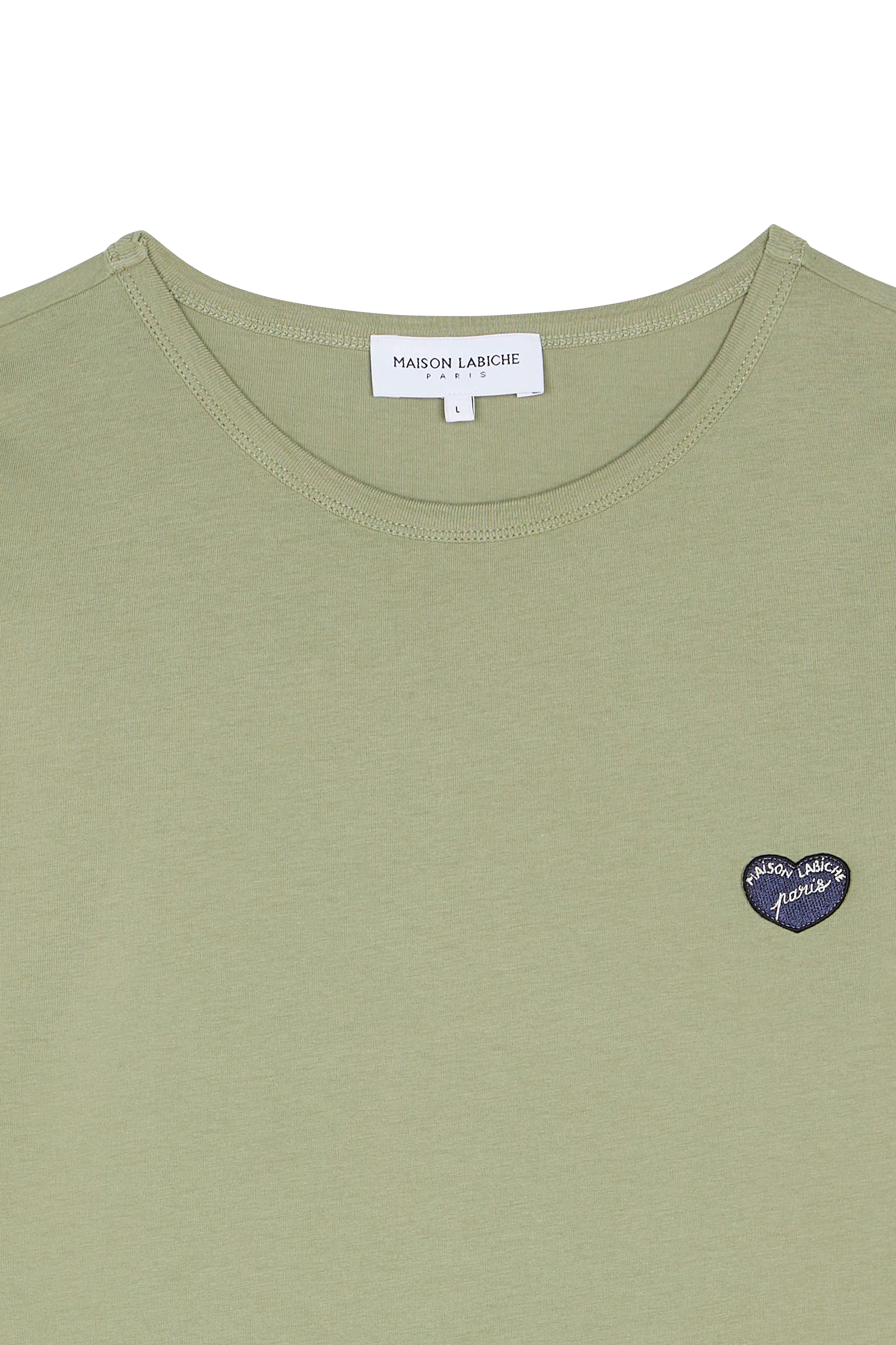 MAISON LABICHE T-shirt POITOU PATCH GRAND COEUR Kaki