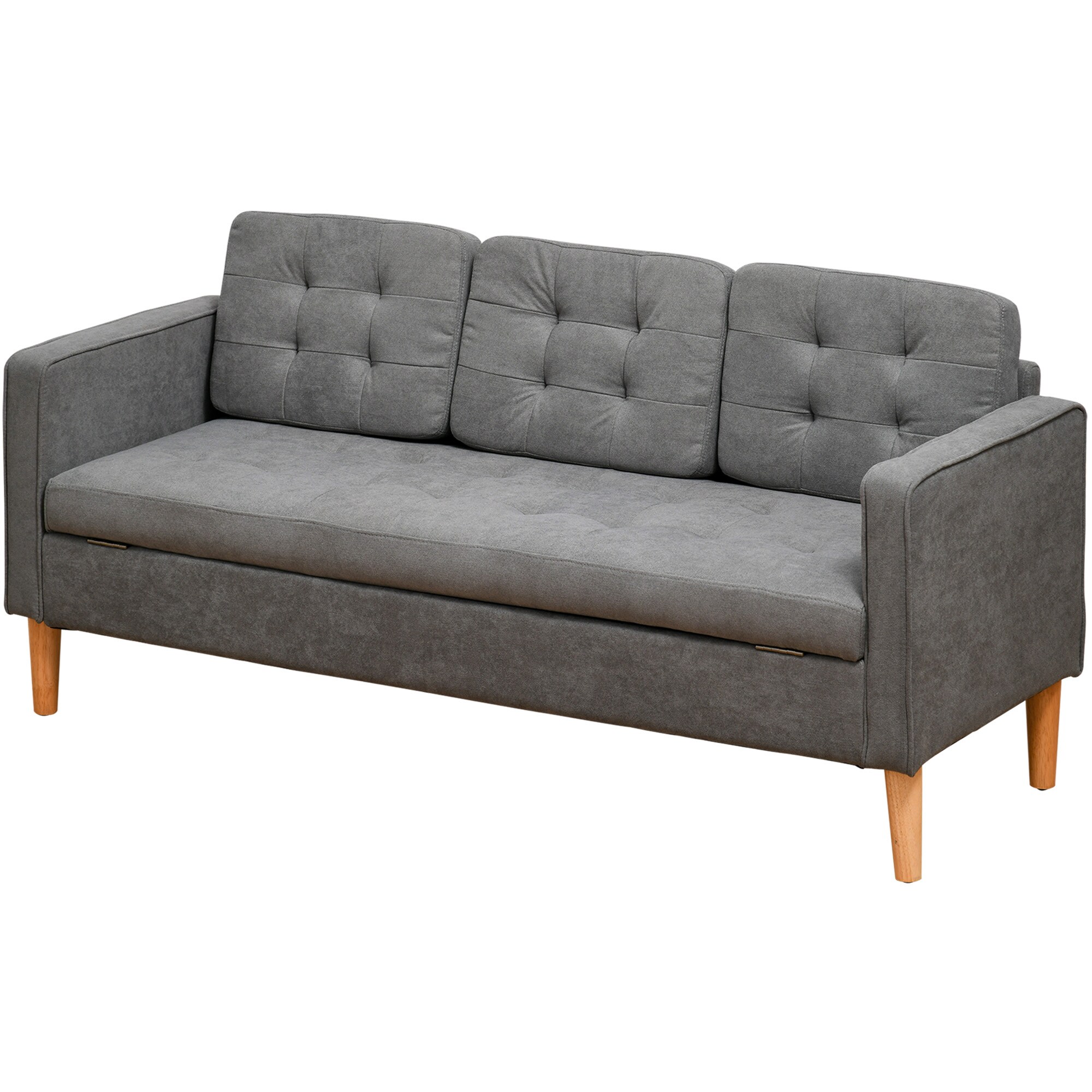 HOMCOM 3-Sitzer-Sofa mit abnehmbaren Kissen grau 166,5 x 62 x 82 cm (BxTxH)