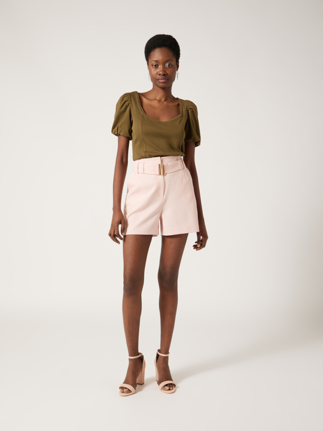Top col carré dentelle
