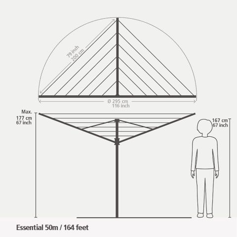 Droogmolen Essential, 50 meter met bodemhuls, doorsnede 35 mm - Metall