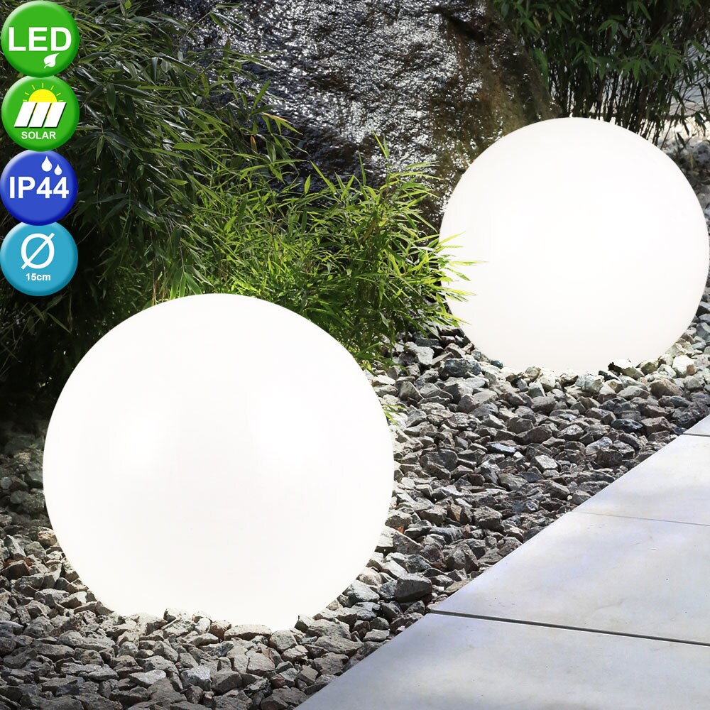4er Set LED Solar Steckleuchten, Kugel Design, weiß