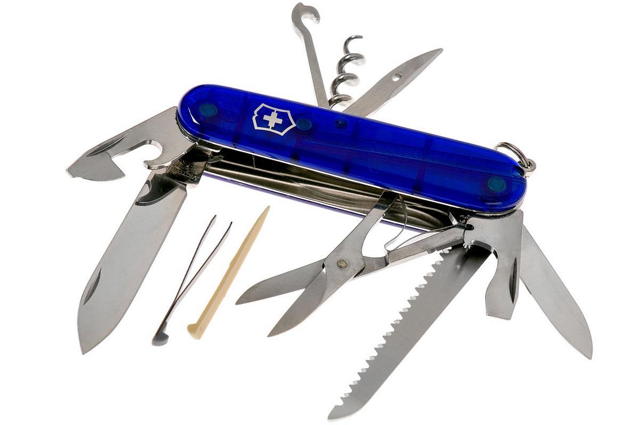 Victorinox Huntsman transparant blauw 1.3713.T2 Zwitsers zakmes