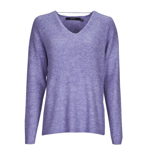 Vero Moda - VMCREWLEFILE LS V-NECK BLOUSE NOOS - Bleu