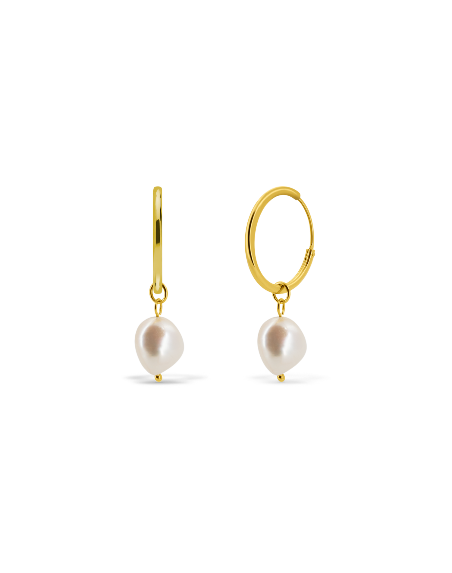 Pearl Drop Hoops | 925 sterling sølv/18k forgyldt/ferskvandsperler. 1,8 x 1,5 cm. 2 stk. | Gold, White | & Copenhagen
