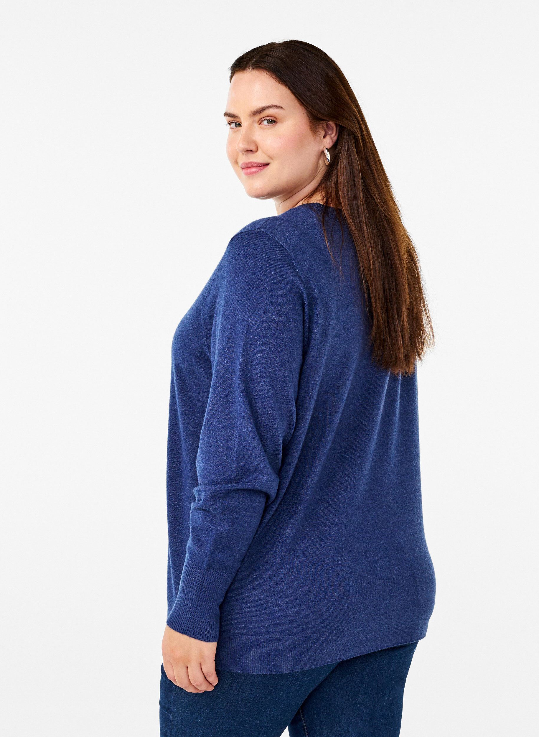 FLASH - Strikbluse med rund hals