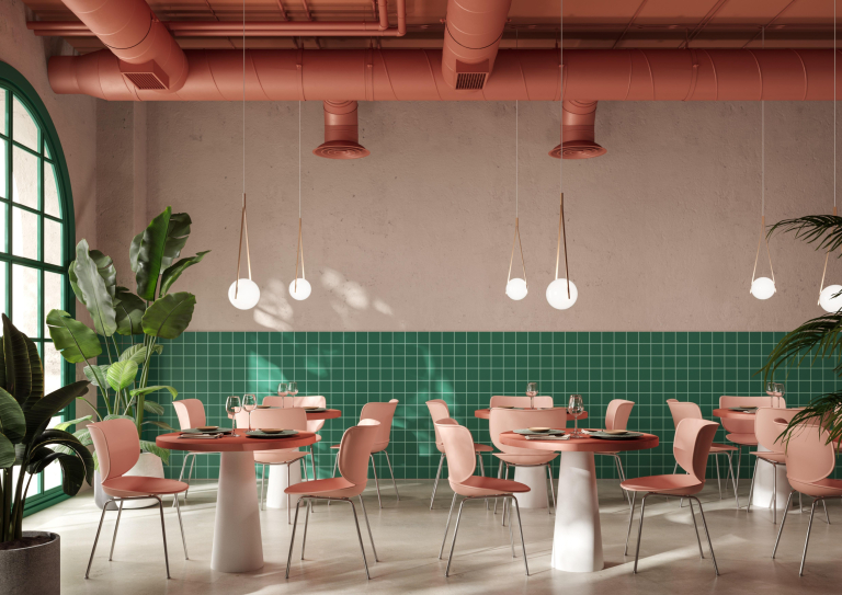 Moooi Hana eetkamerstoel set van 2 chroom onderstel Terracotta