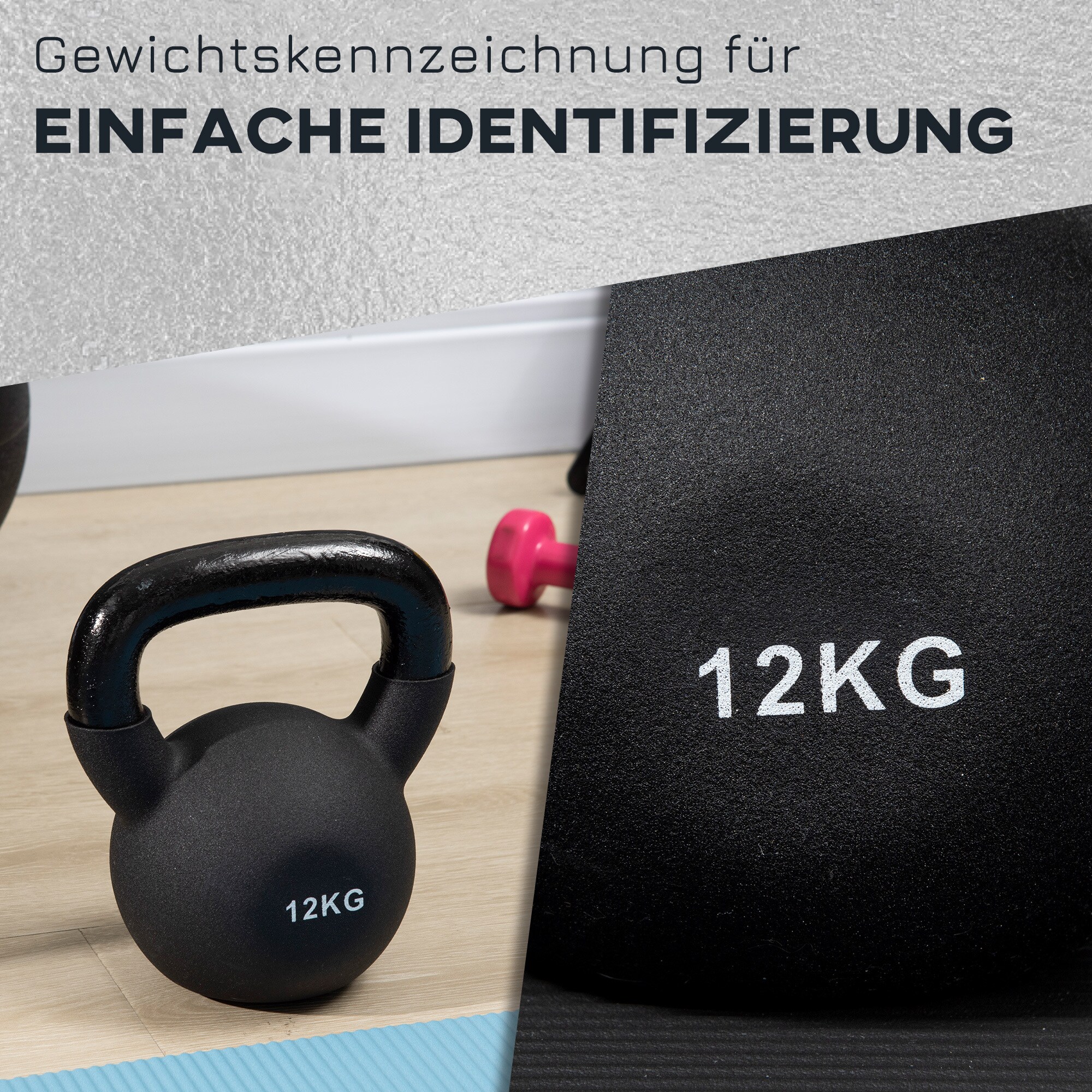 HOMCOM Kugelhantel mit Neoprenbeschichtung schwarz 20L x 13B x 23H cm