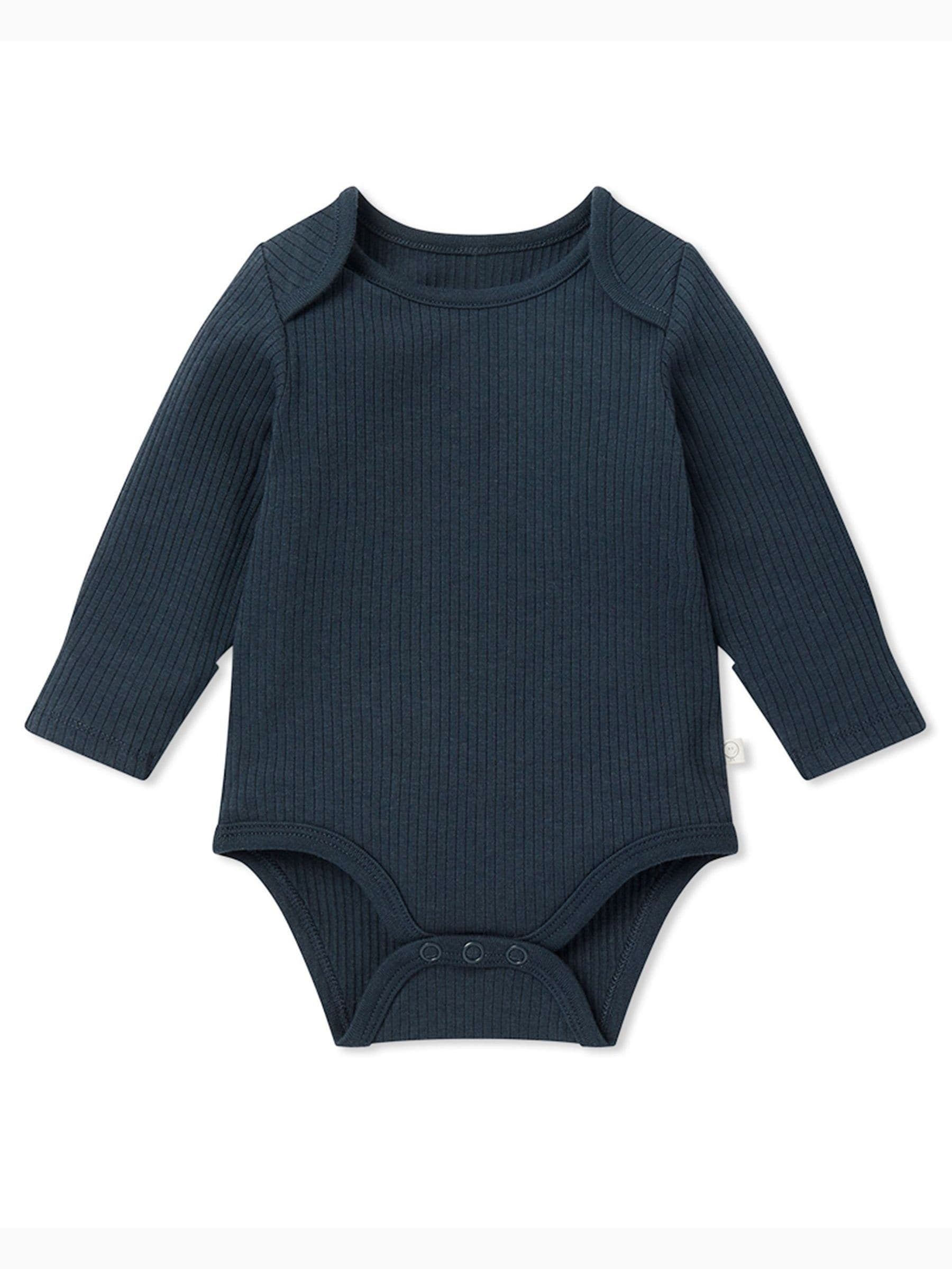 Lichtblauw - MORI Ribbed Stretch Long Sleeve Envelope Neckline Bodysuit