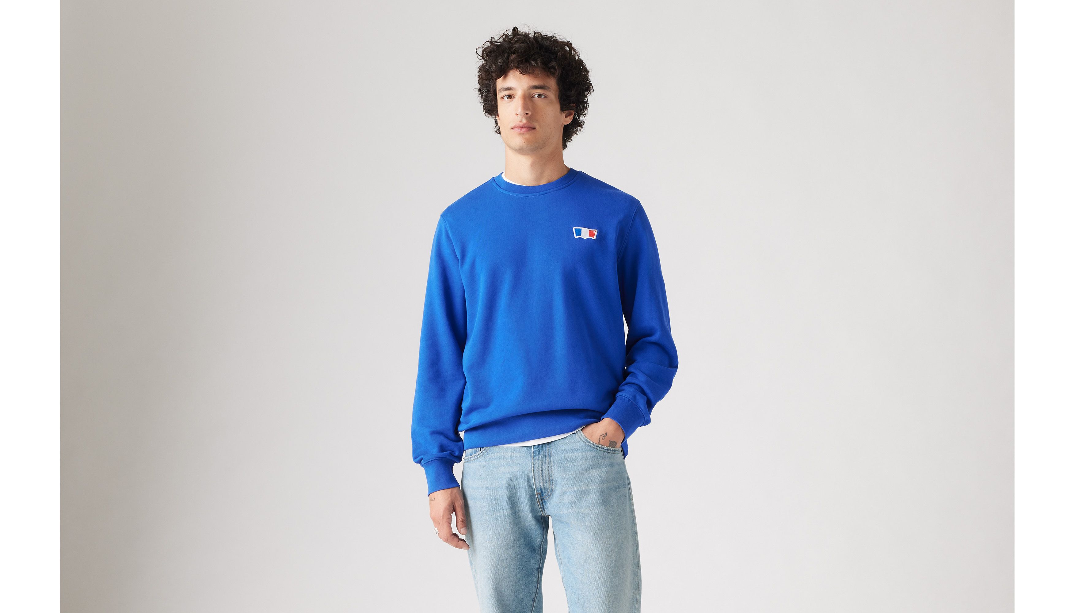 Sweat-shirt col rond Original Housemark - Surf Blue French Terry - Bleu