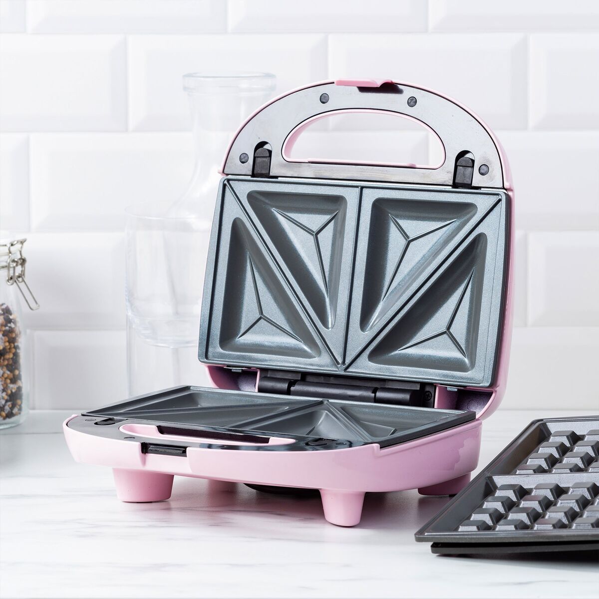 3-in-1 toastgrill/vaffeljern, pink