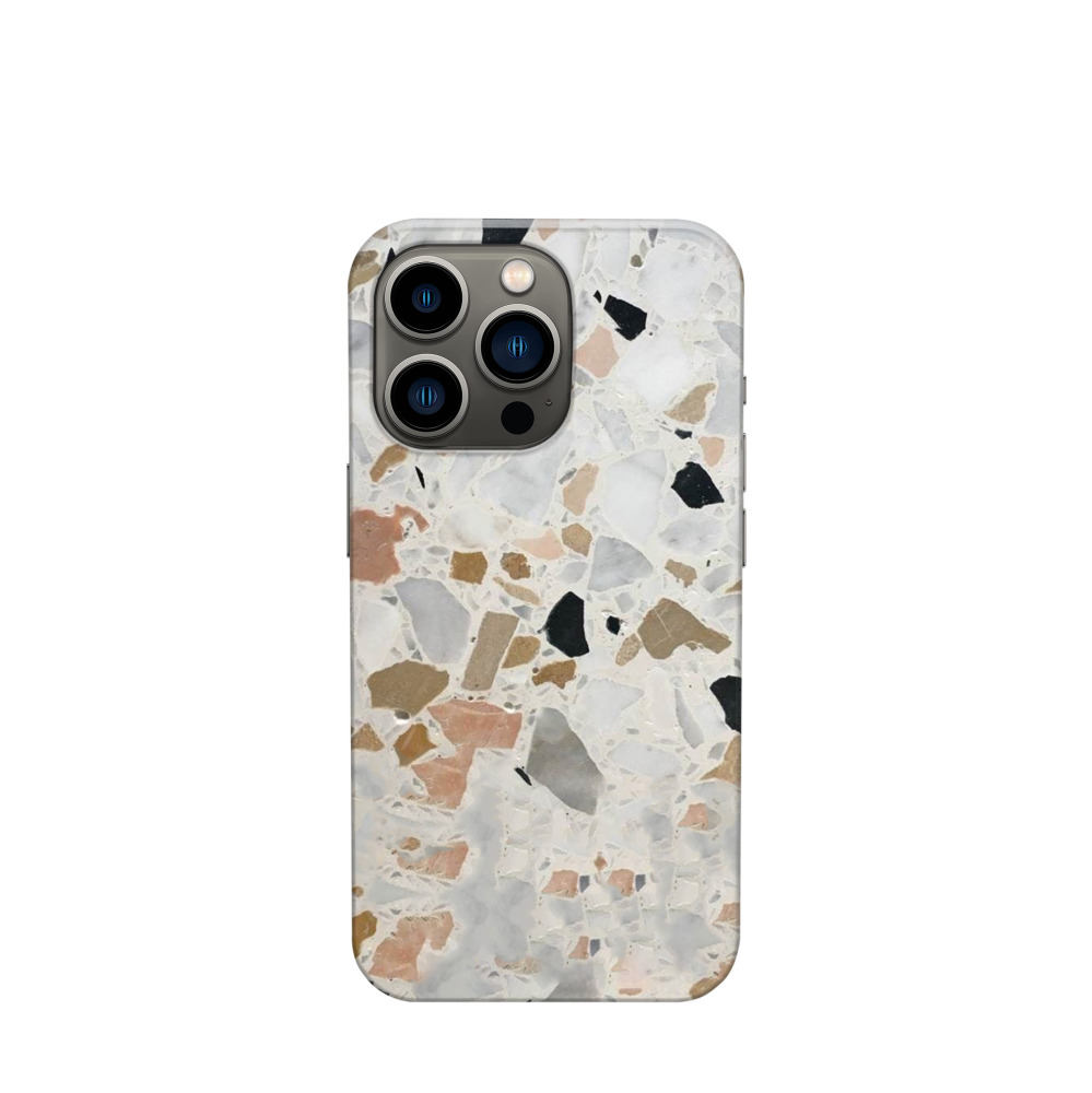 iPhone 13 Pro Kunststoff Hülle Terrazzo Design - Grau