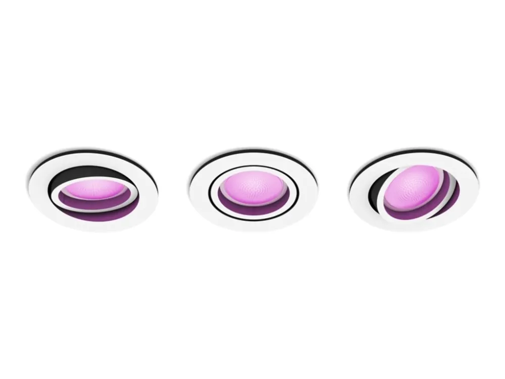 Philips Hue White and Color Ambiance Centura - Indlejret spotlys - LED-spot lyspære - GU10 - 5.7 W - klasse G - 16 millioner farver/varmt hvidt til koldt hvidt lys - 2000-6500 K - hvid (pakke med 3)