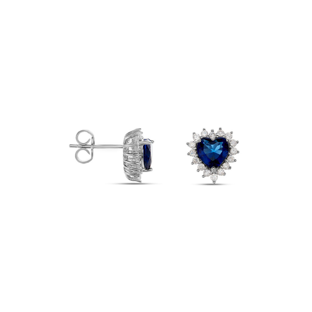 Boucles D'oreilles Puces Argent Blanc Sphinx Pierres