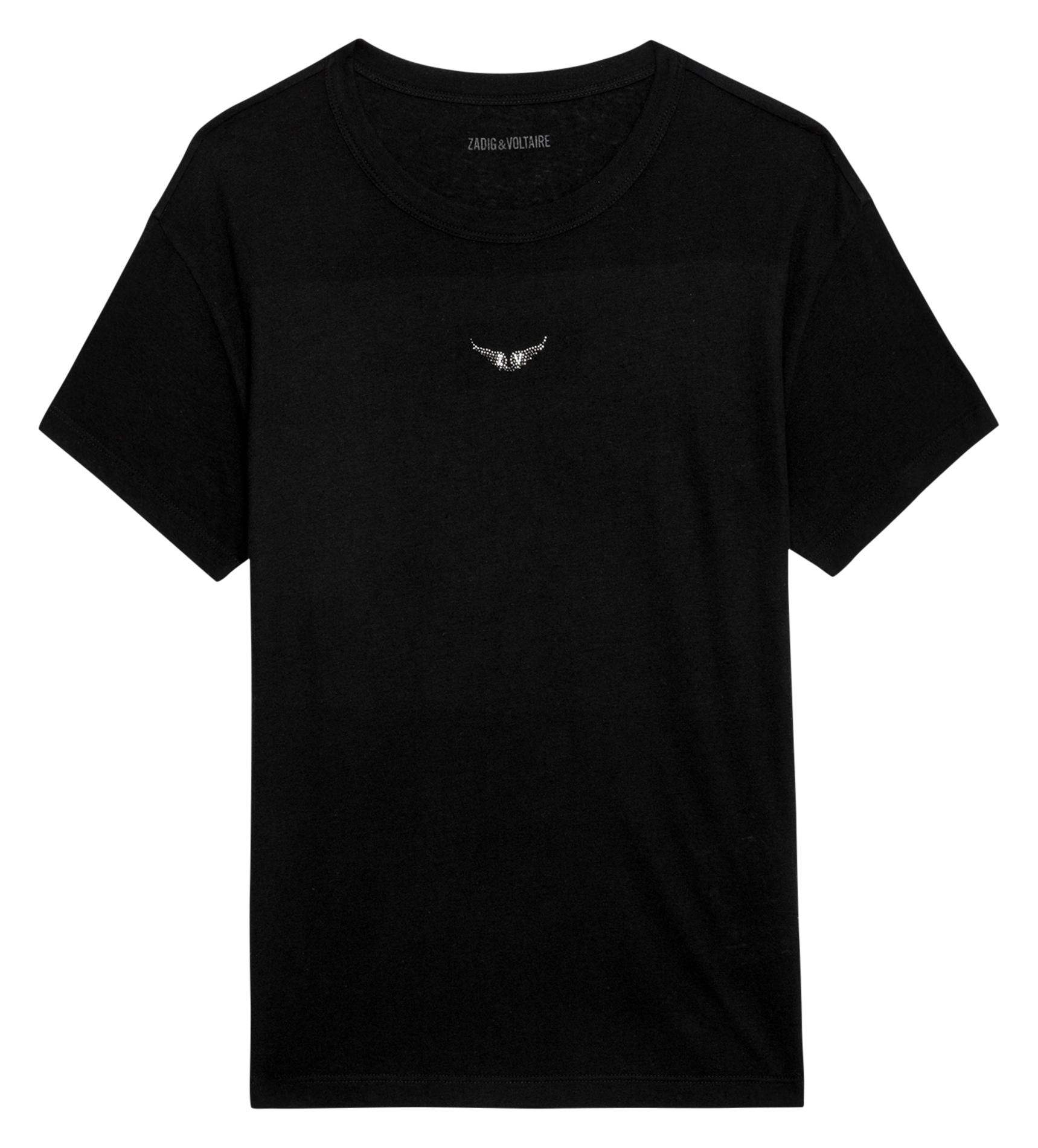 MARTA - Tee-shirt droit en coton et lin mélangés | Noir
