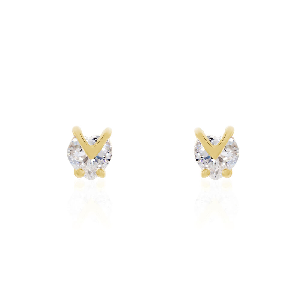 Boucles D'oreilles Puces Abelinia Plaqué Or Jaune Oxyde De Zirconium