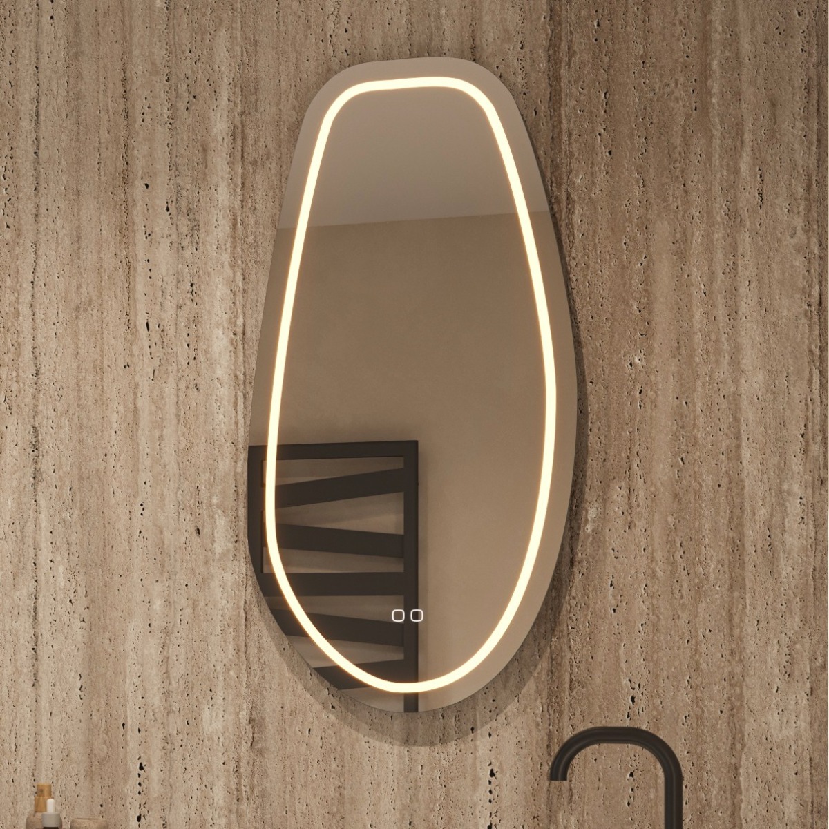 Hipp Design Phantom spiegel organisch 45x90cm met LED verlichting en spiegelverwarming