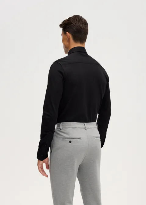Overhemd pique stretch zwart (ZWART)