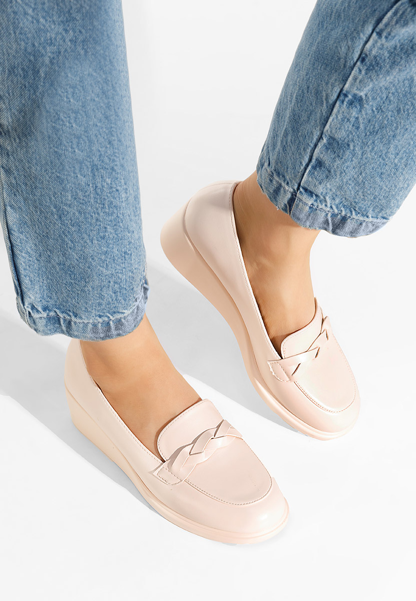 Mocassins femme à plateforme beige Cala