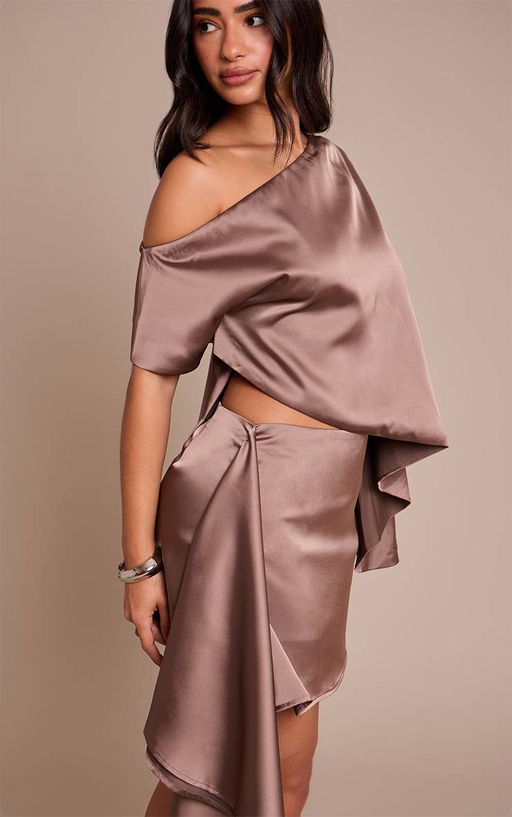 Champignon Mini-jupe Asymétrique En Satin Petite Taille Coordonnée