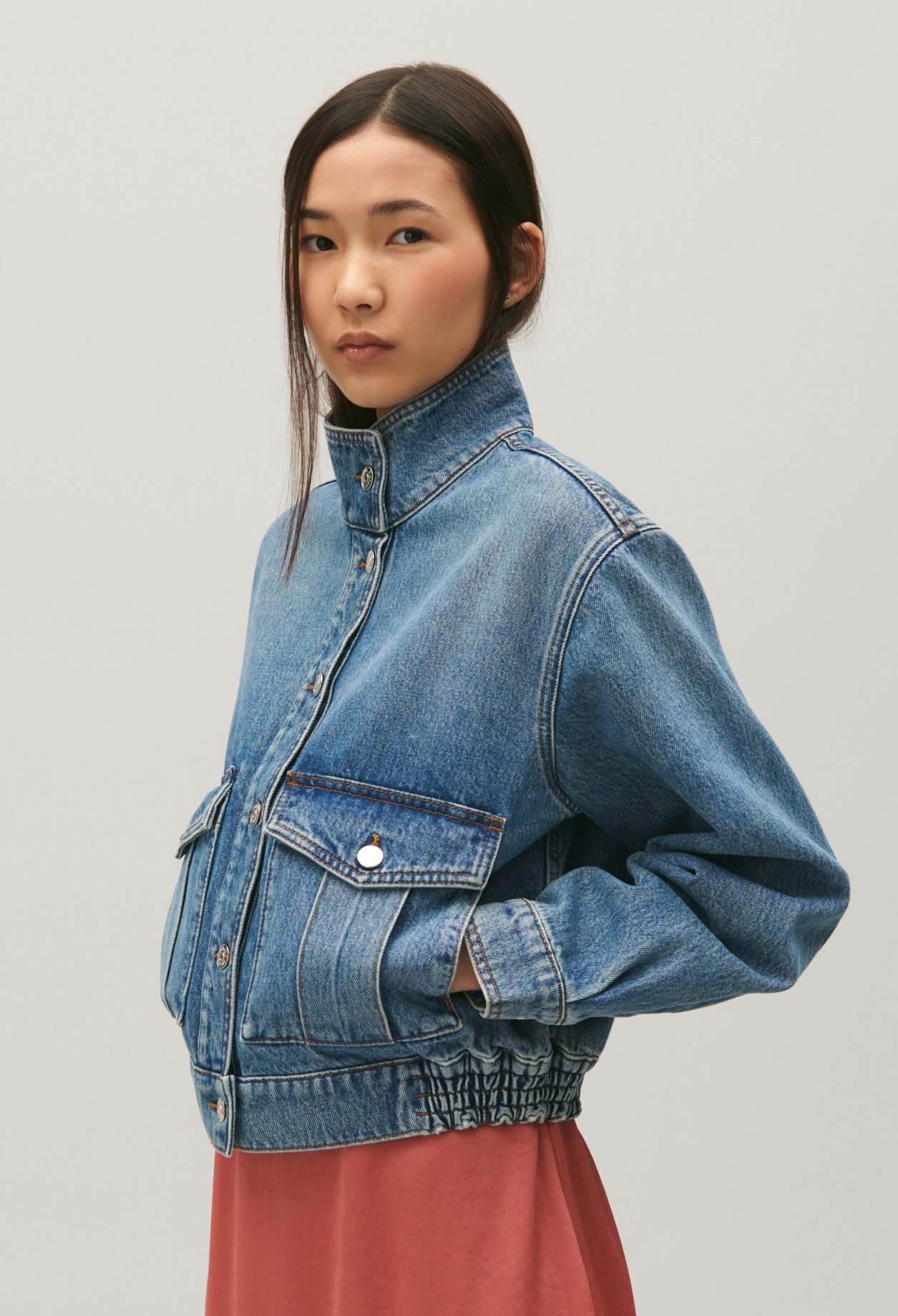 Veste denim bleu delave