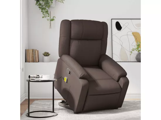 Fauteuil inclinable massant Marron Similicuir