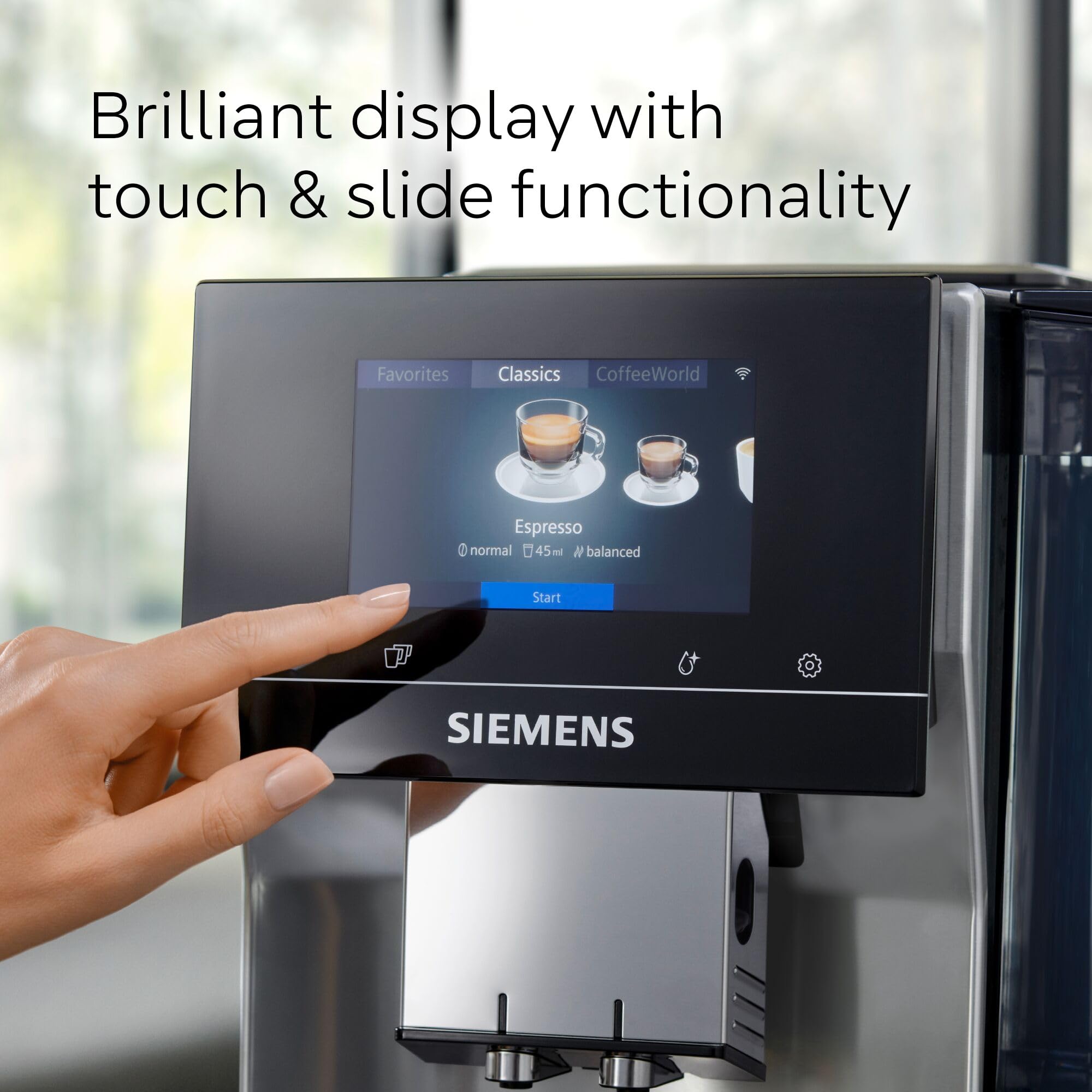 SIEMENS EQ700 Machine à café entièrement automatique grain à tasse, écran tactile de 5 pouces, préparation froide et lente de préparation, cappuccinat