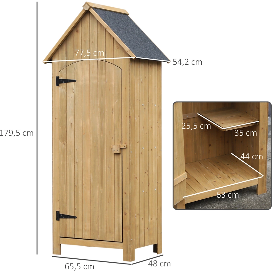 Outsunny Gartenschrank mit Bitumenpappe natur