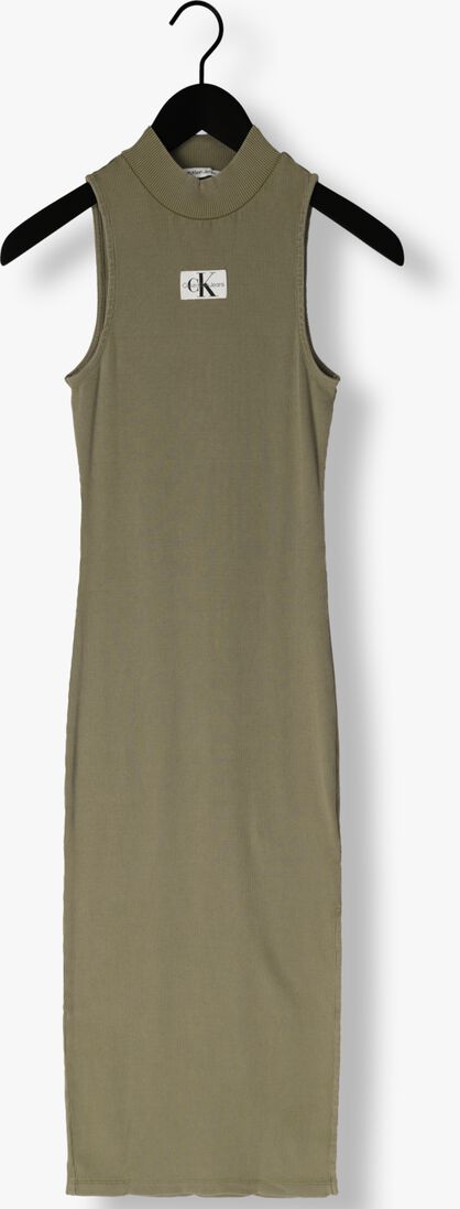 CALVIN KLEIN groene calvin klein maxi jurk washed rib label long dress