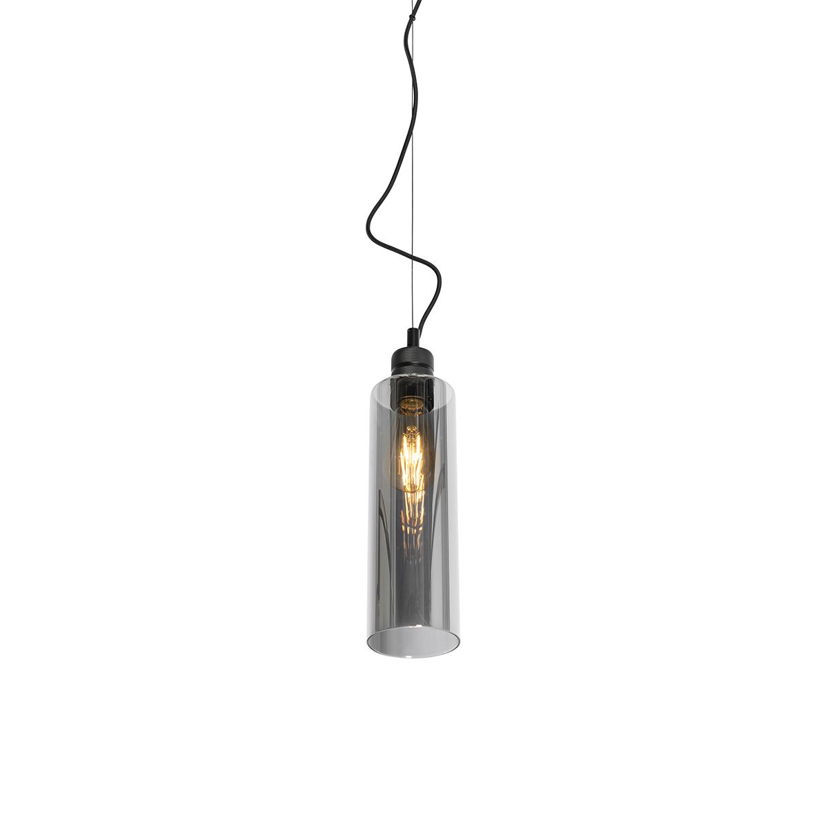 Moderne hanglamp zwart met smoke glas - Stavelot
