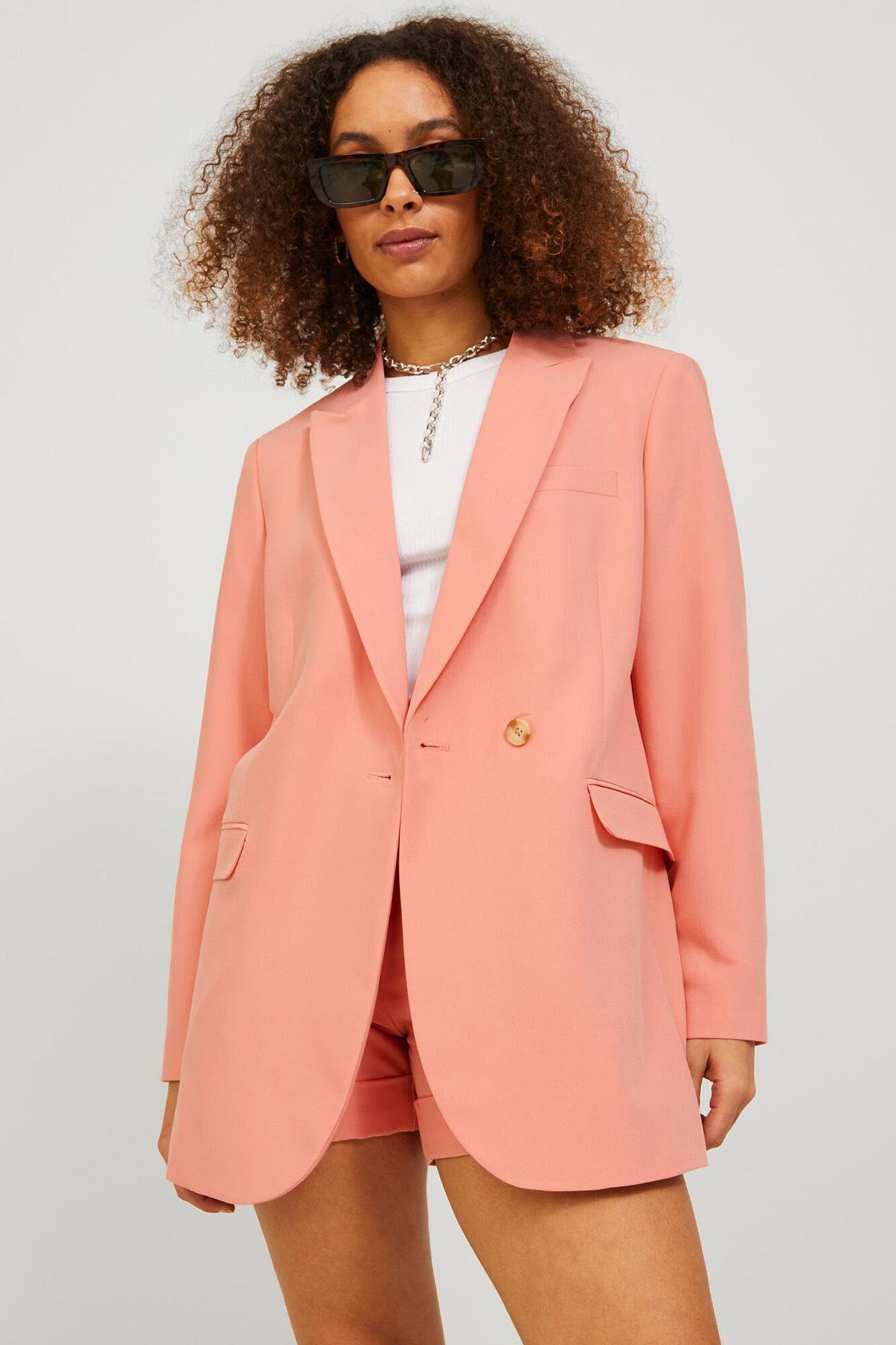 Blazer regular de abotoamento duplo