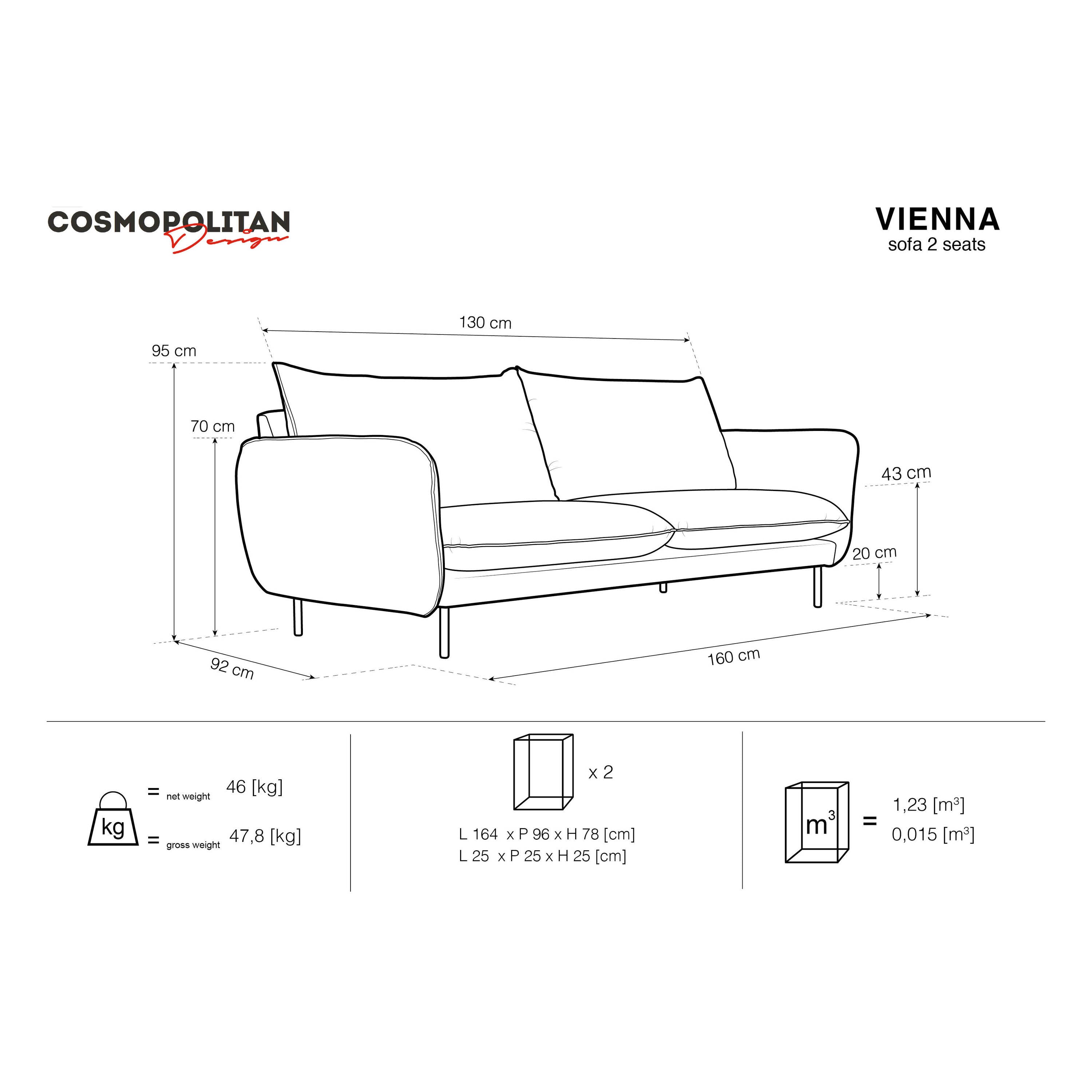 Cosmopolitan Design Vienna 2-zitsbank - Linnen - Beige