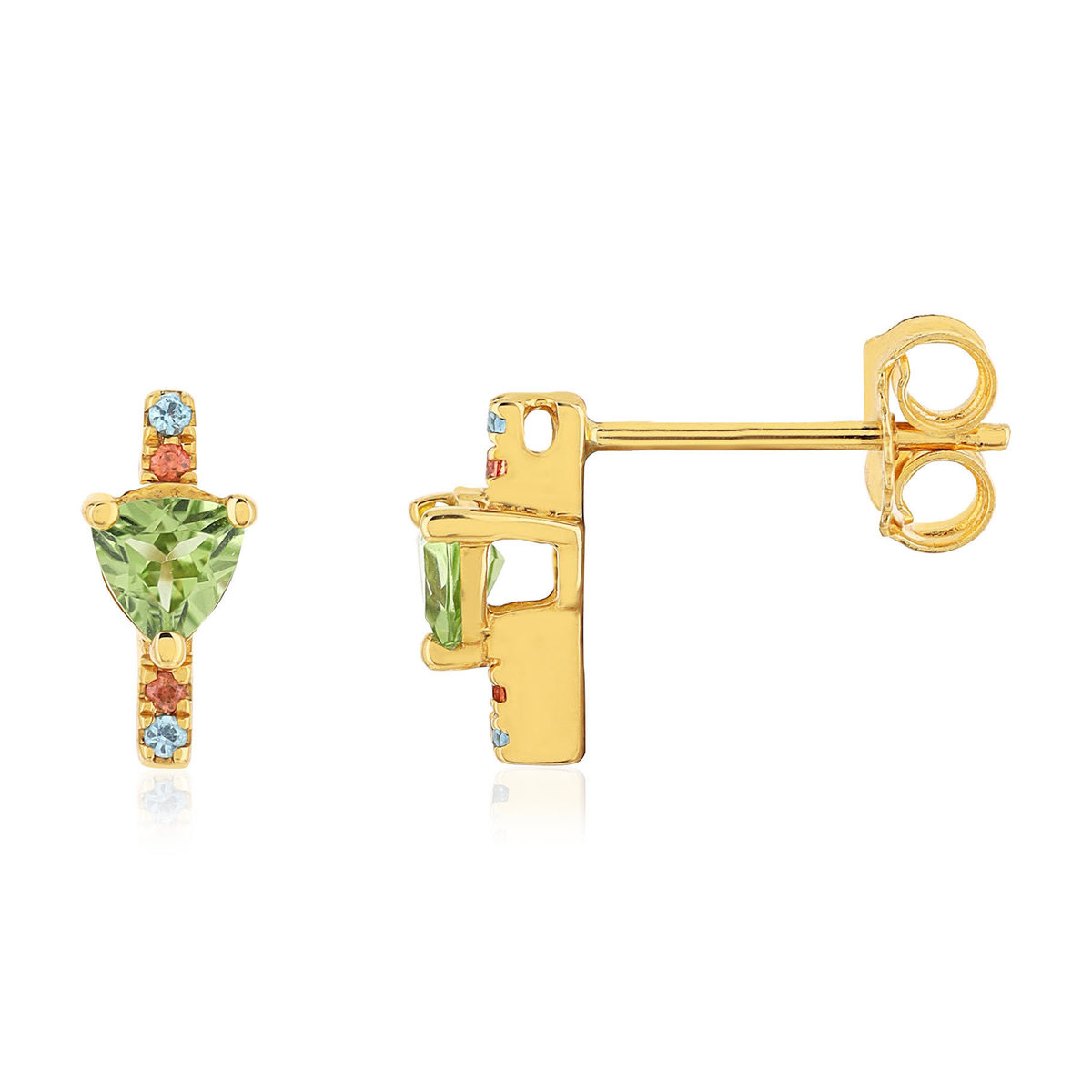 Boucles d'oreilles or 375 jaune pierres précieuses et fines