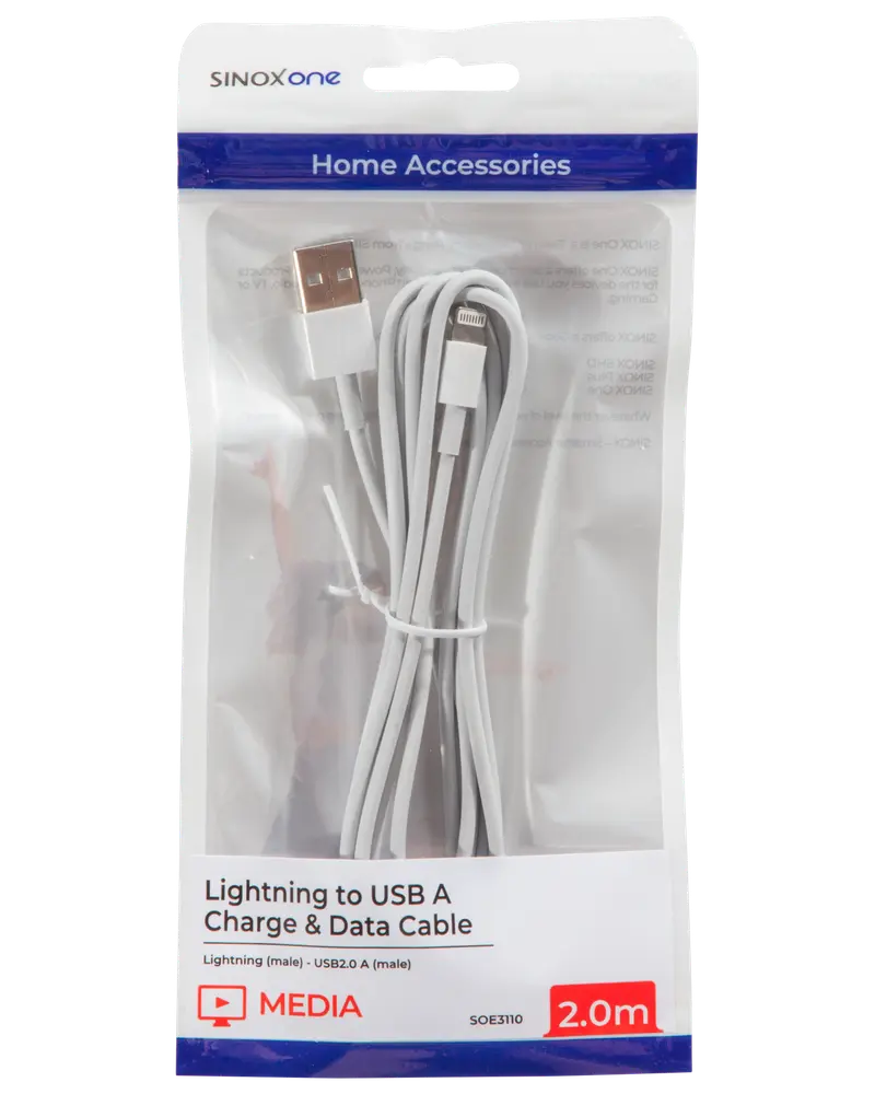 SINOX Lightningkabel 2 meter - hvid